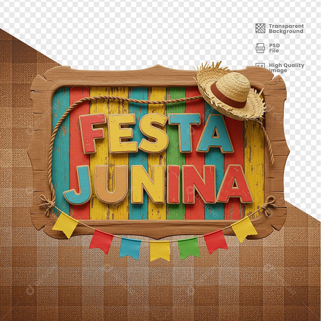 Selo 3D Festa Junina Para Composição PSD