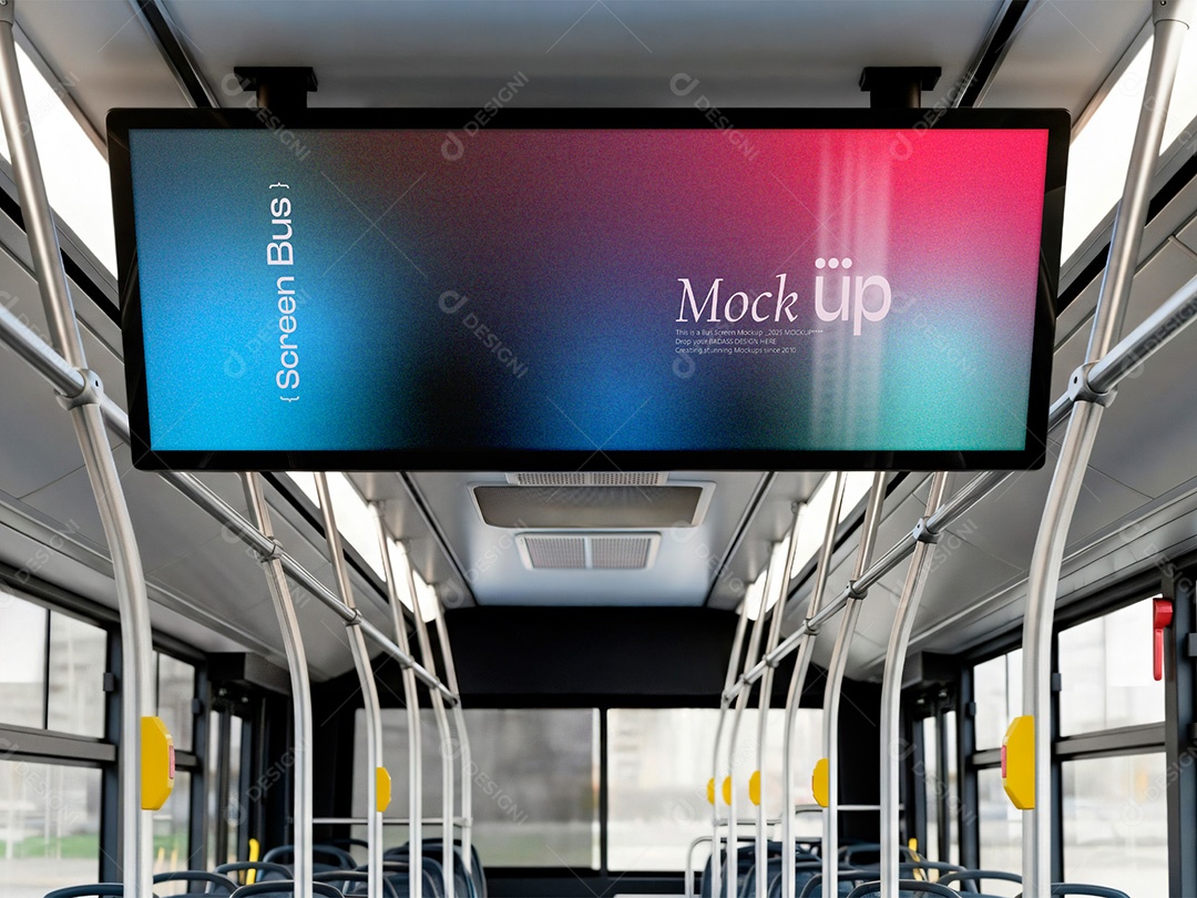 Placa Publicitária no Ônibus Mockup PSD Editável