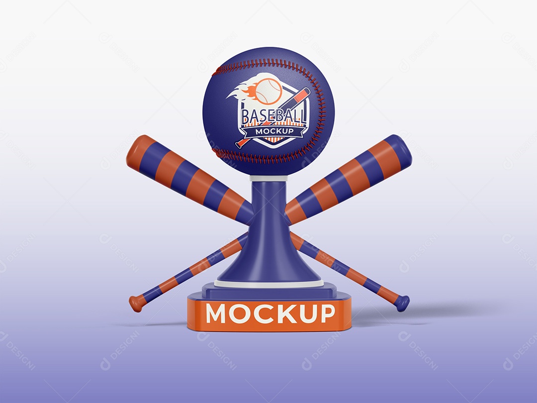 Troféu de Beisebol Mockup Prêmio Competição Ganhador PSD Editável