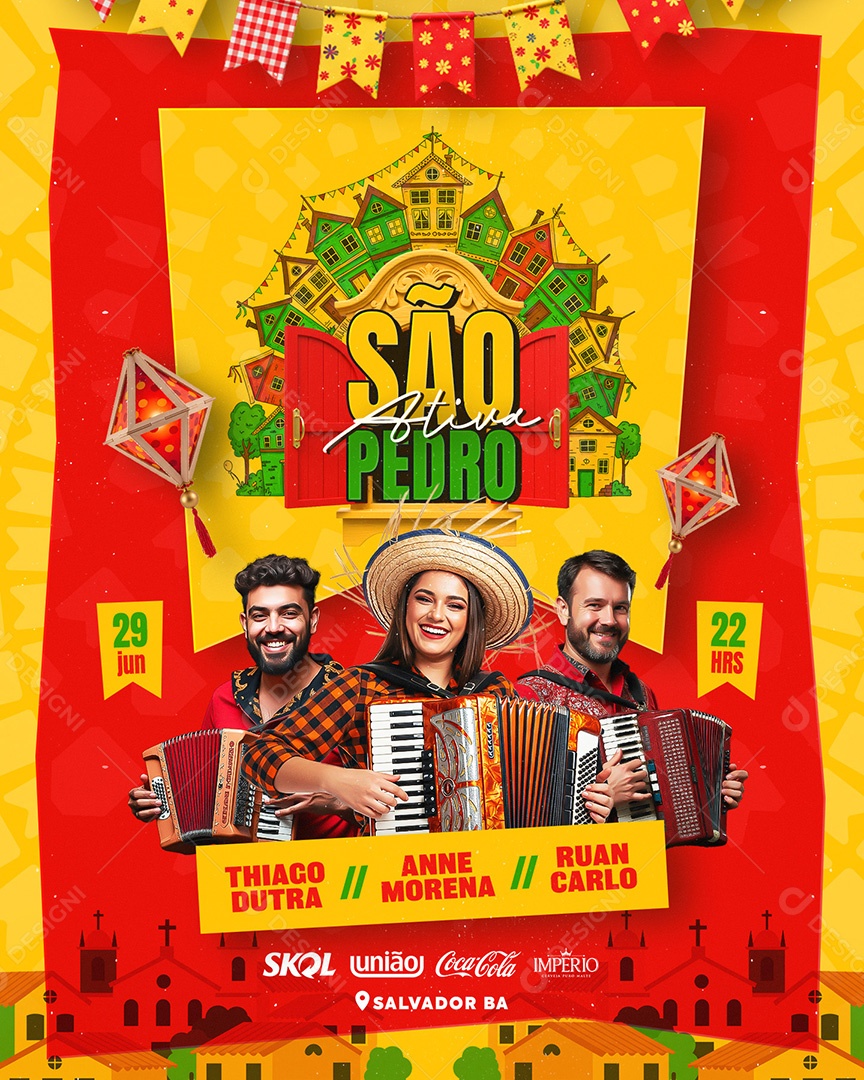 Flyer Ativa São Pedro Social Media Feed PSD Editável