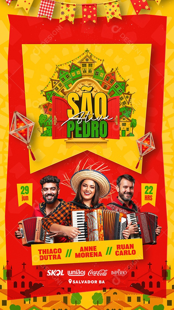 Flyer Ativa São Pedro Social Media Story PSD Editável