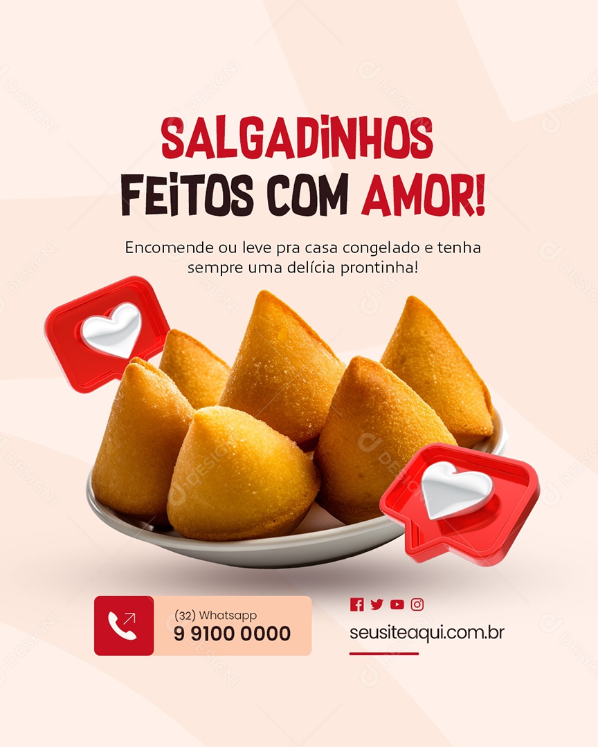Salgados Salgadinhos Feitos com Amor Social Media PSD Editável