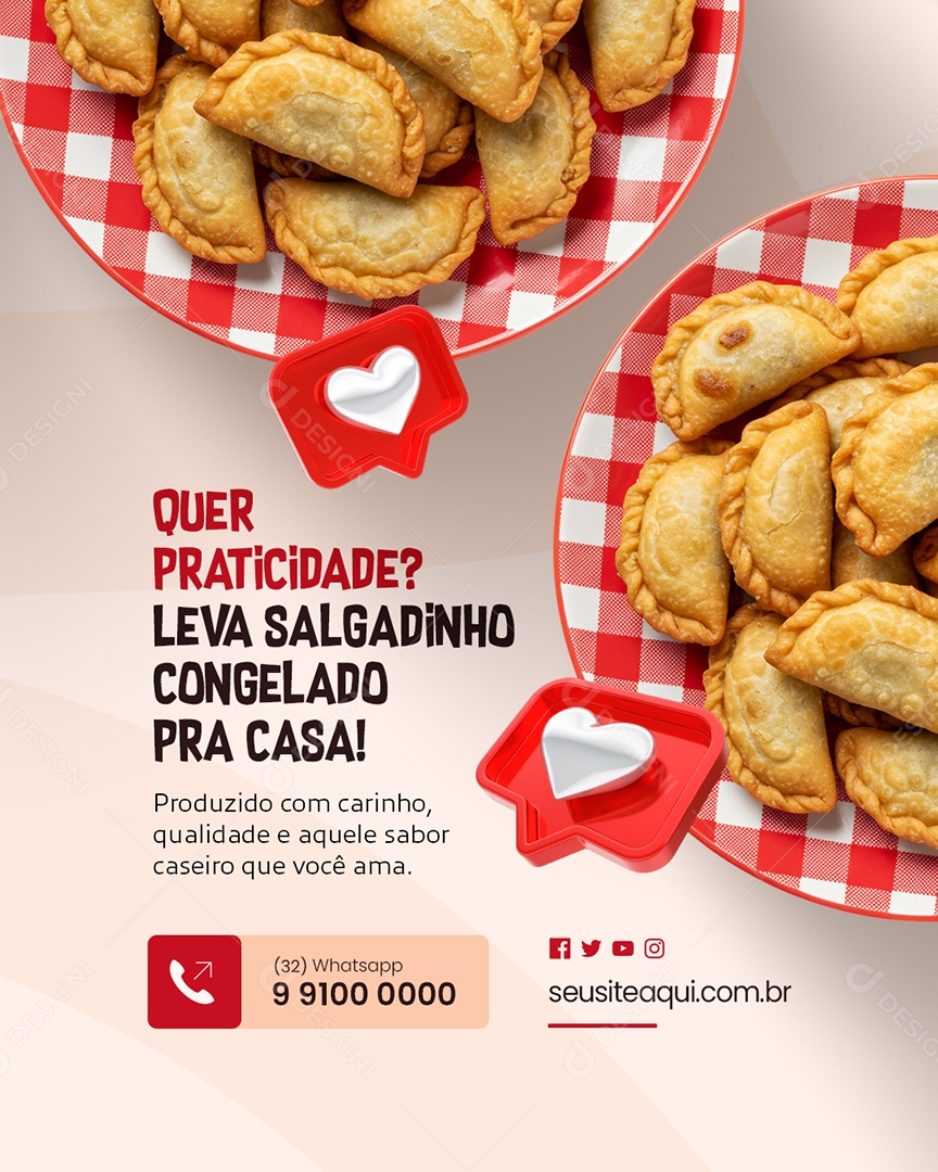 Salgados Quer Praticidade Social Media PSD Editável