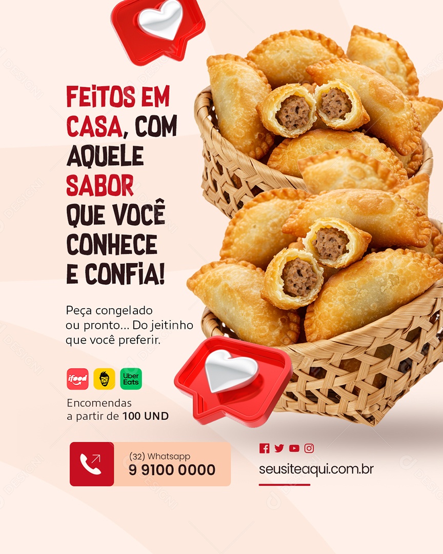 Salgados Feitos Em Casa Social Media PSD Editável