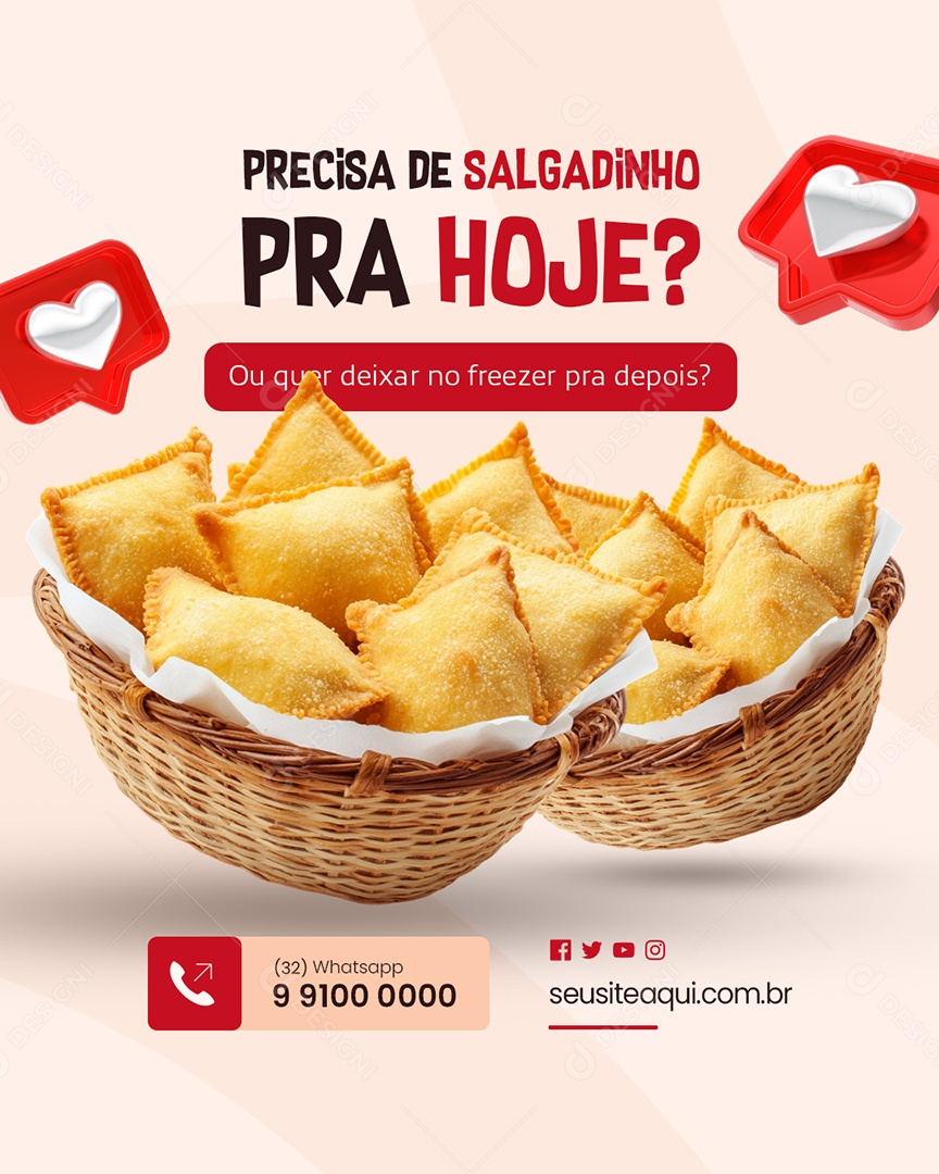 Salgados Preciusa De Salgadinho Pra Hoje Social Media PSD Editável