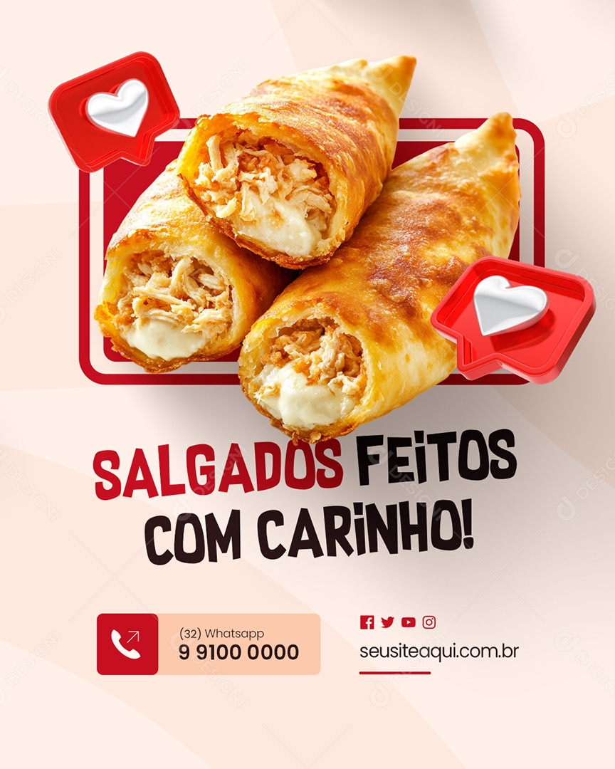 Salgados Feitos com Carinho Social Media PSD Editável