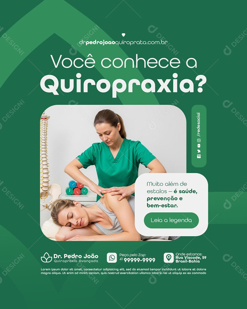 Social Media Você Conhece a Quiropraxia PSD Editável