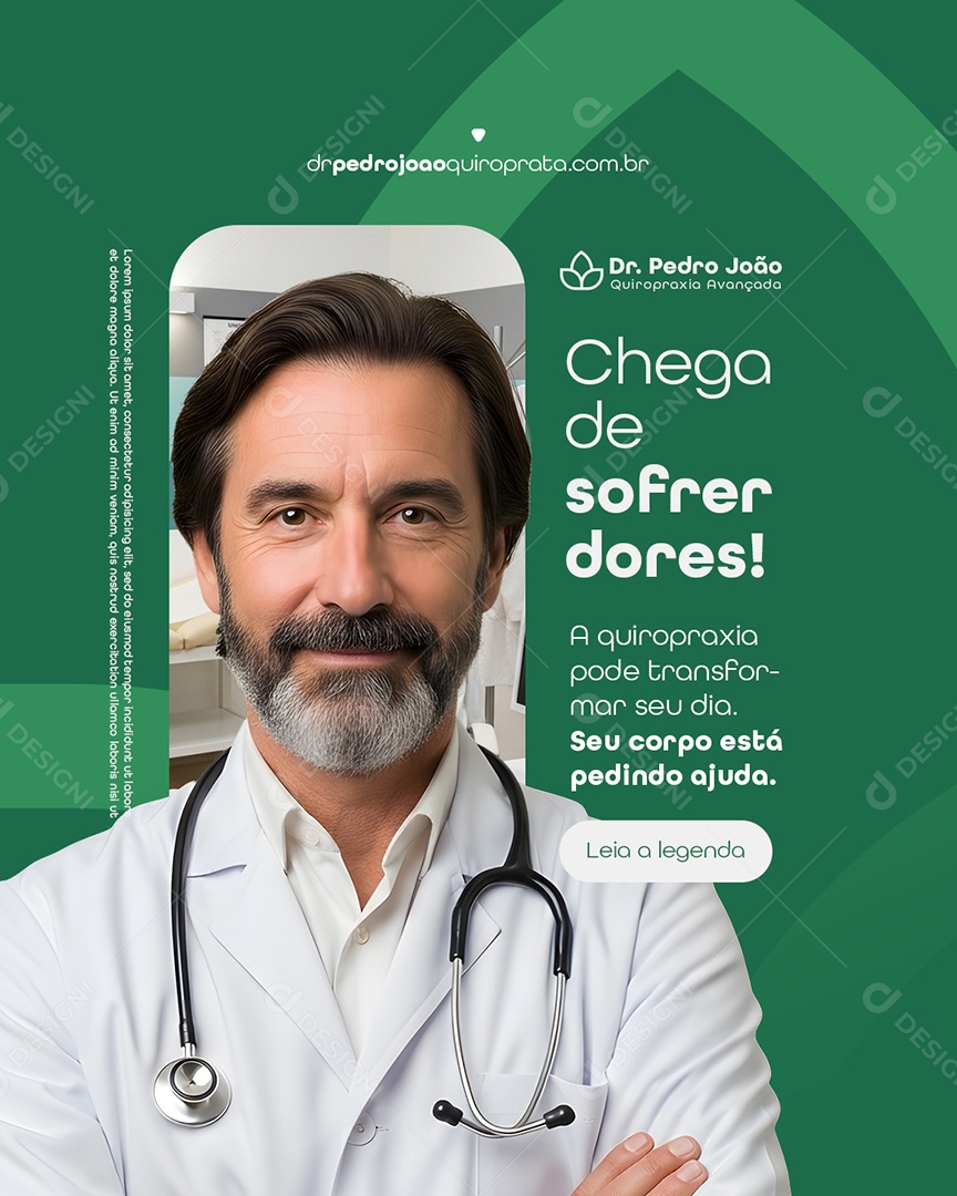 Quiropraxia Chega de Sofrer Dores Social Media PSD Editável