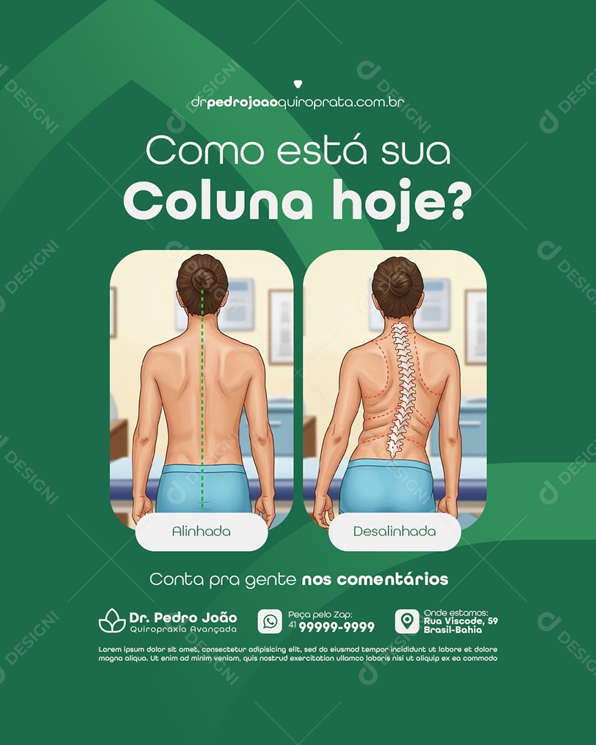 Quiropraxia Como Está Sua Coluna Hoje Social Media PSD Editável