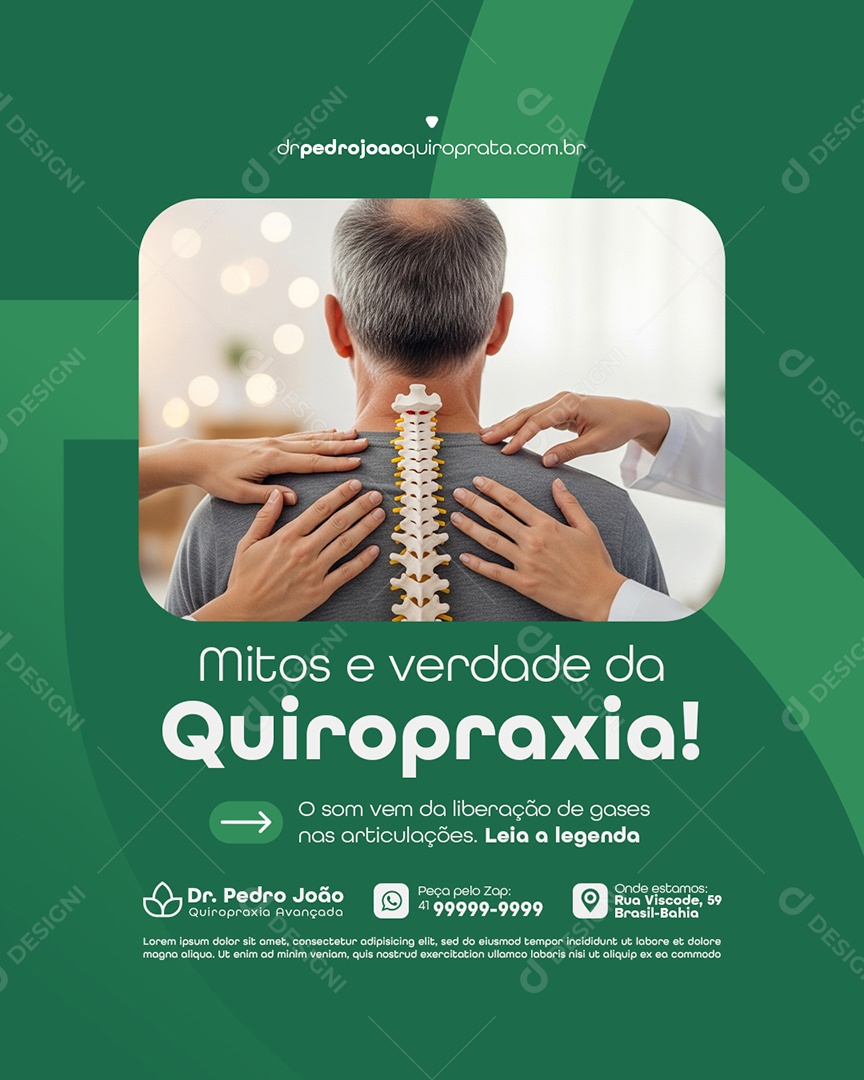 Social Media Mitos e Verdade da Quiropraxia PSD Editável