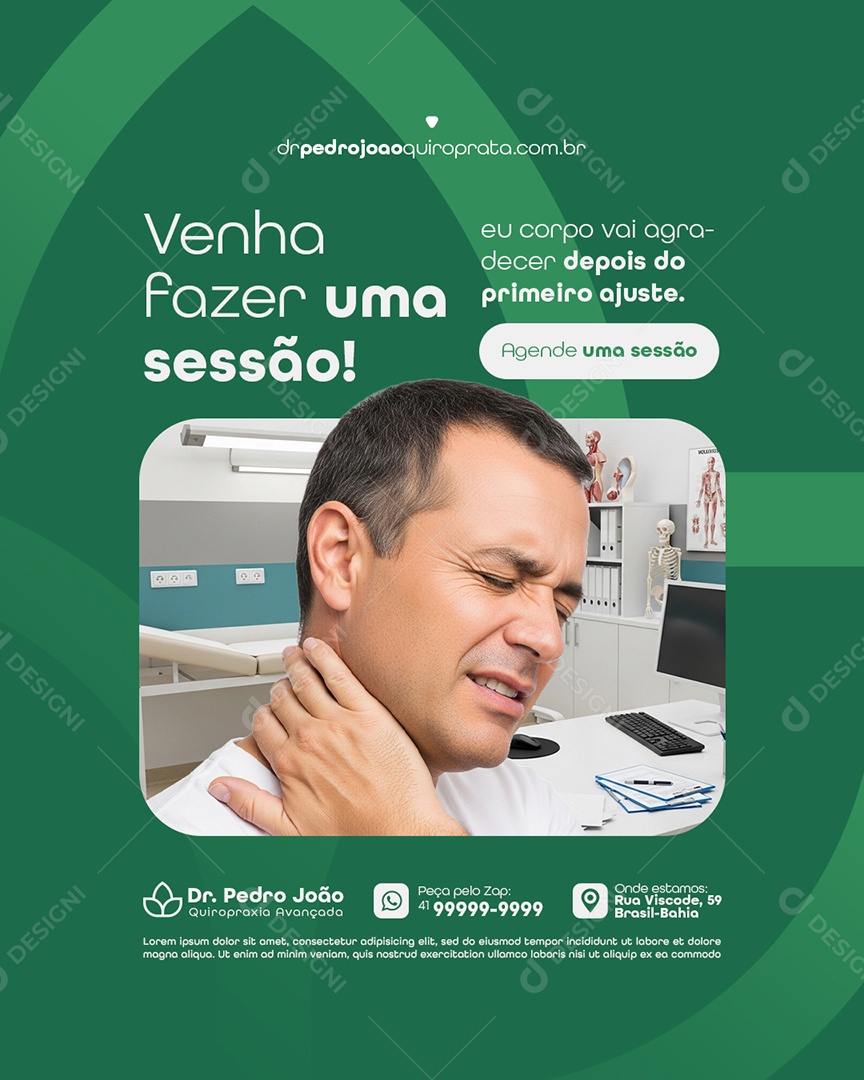 Quiropraxia Venha Fazer Uma Sessão Social Media PSD Editável