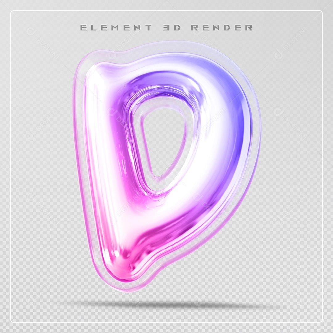 Elemento 3D Letra D Colorido Para Composição PSD