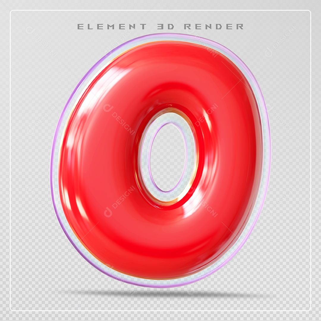 Elemento 3D Letra O Vermelho Para Composição PSD