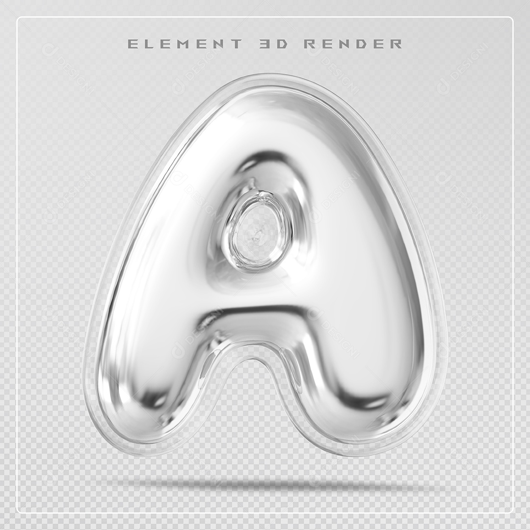 Elemento 3D Letra A Prata Para Composição PSD
