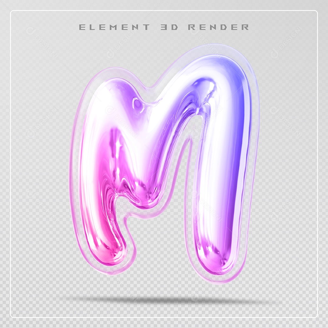 Elemento 3D Letra M Colorido Para Composição PSD