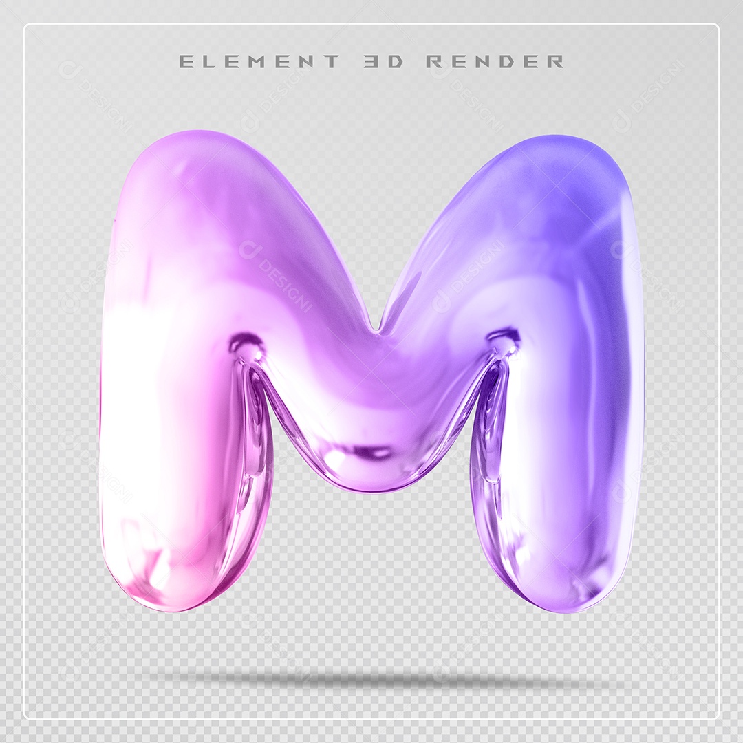 Elemento 3D Letra K Colorido Para Composição PSD