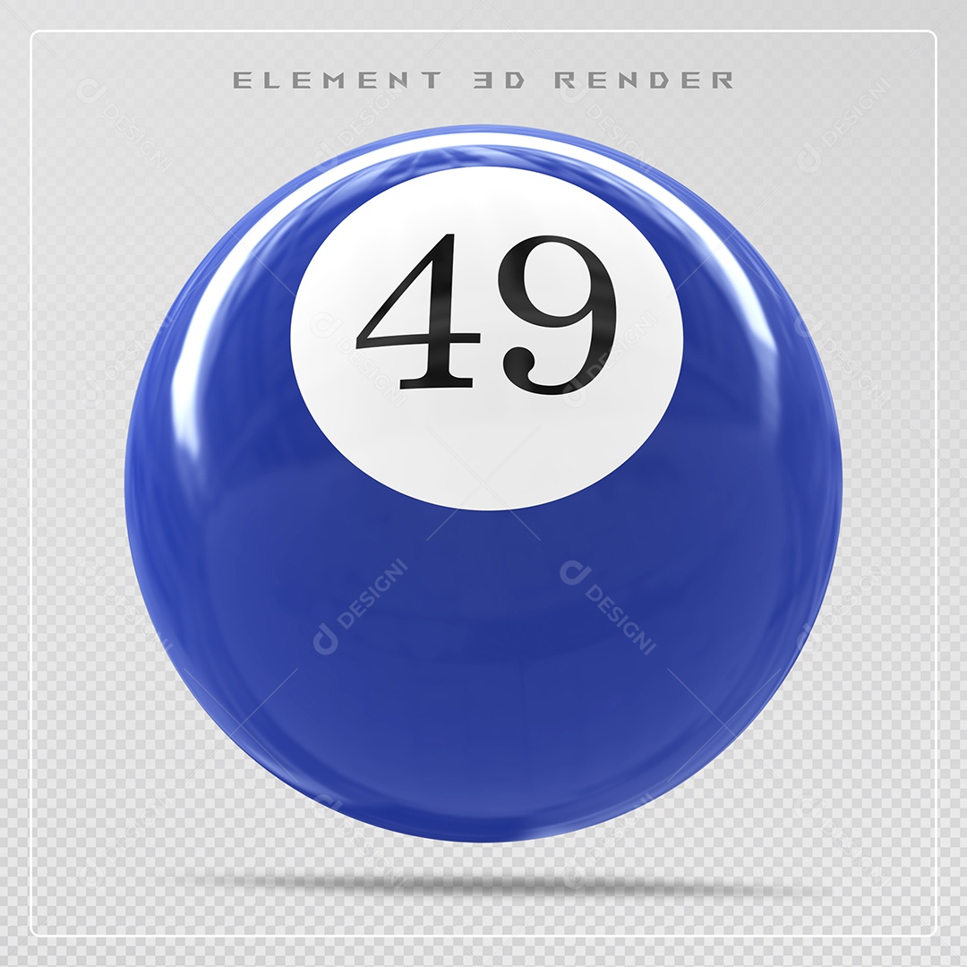 Bola de Bilhar Número 49 Azul Elemento 3D para Composição PSD