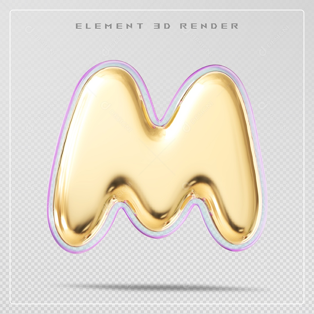 Elemento 3D Letra K Dourado Para Composição PSD