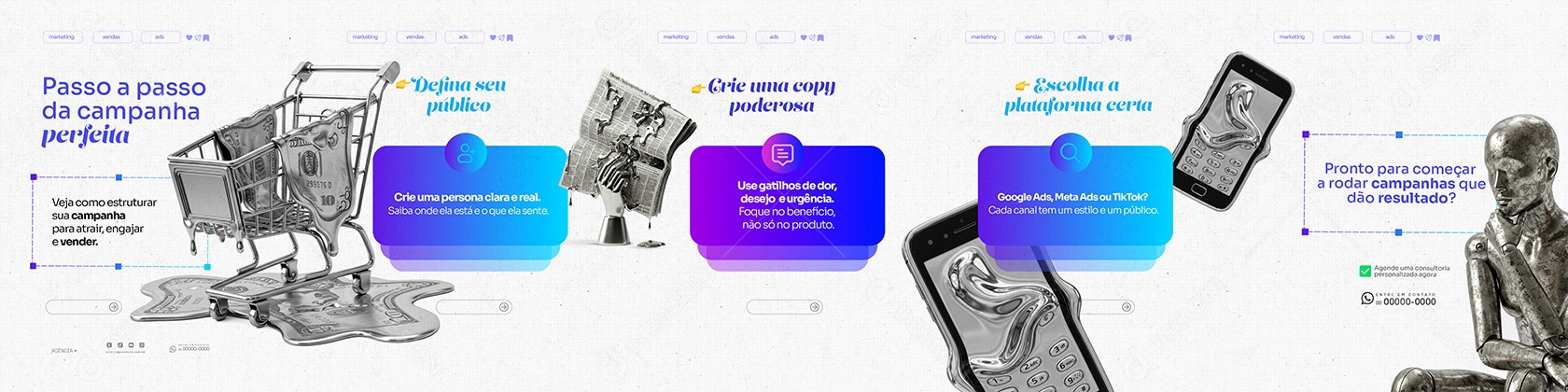 Carrossel Marketing Digital Agencia Designer Social Media PSD Editável