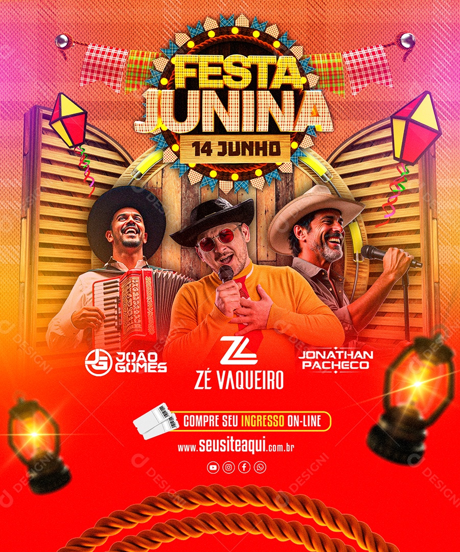 Flyer Festa Junina Social Media PSD Editável