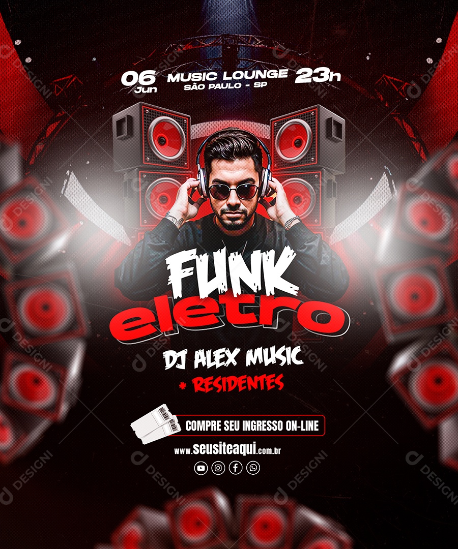Flyer Funk Eletro Social Media PSD Editável