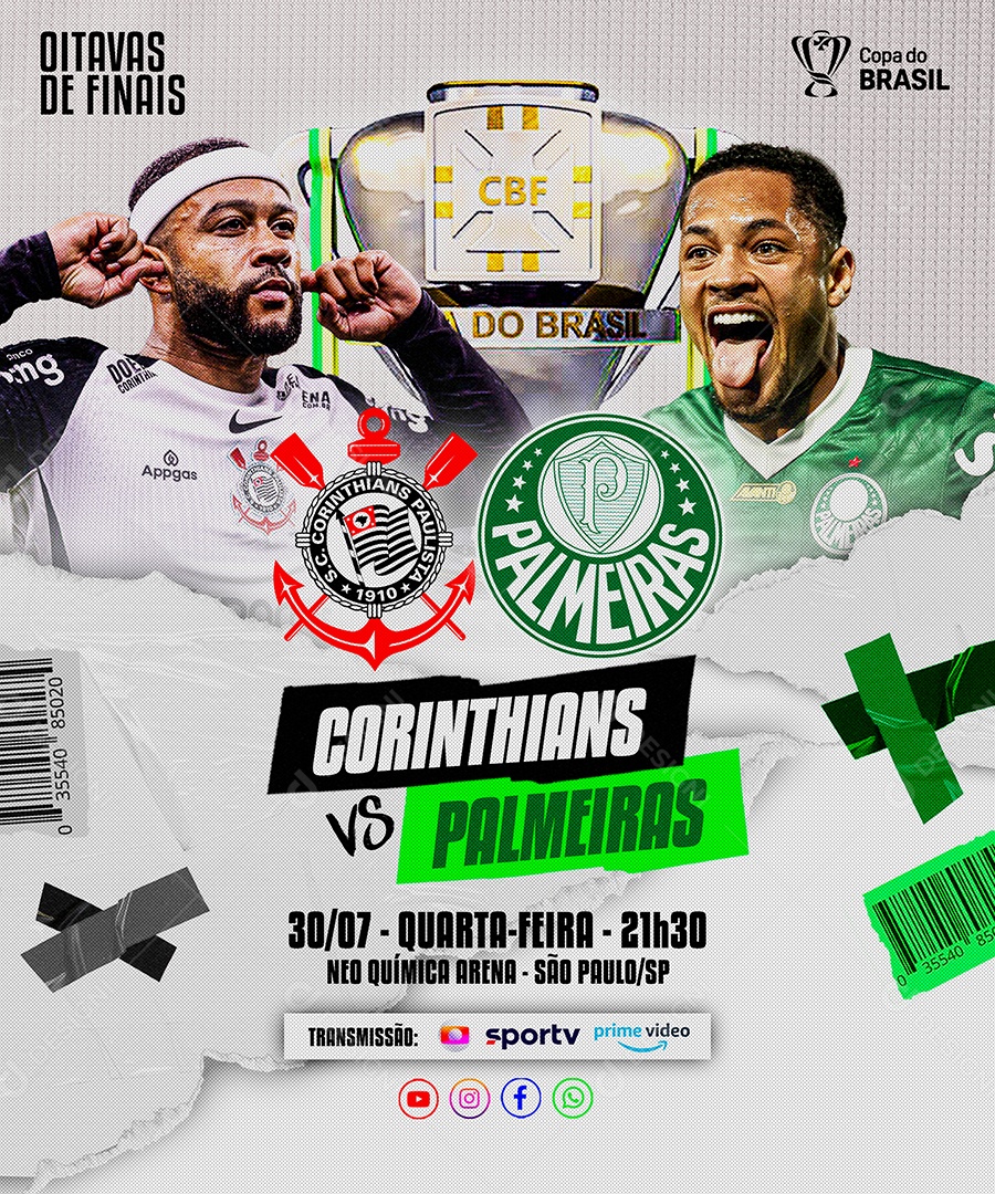 Feed Flyer Jogo De Futebol Corintias VS Palmeiras Social Media PSD Editável