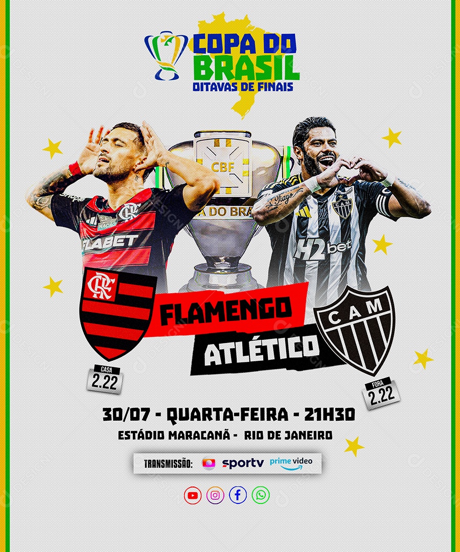 Feed Flyer Jogo De Futebol Flamengo VS Atletico Mineiro Social Media PSD Editável