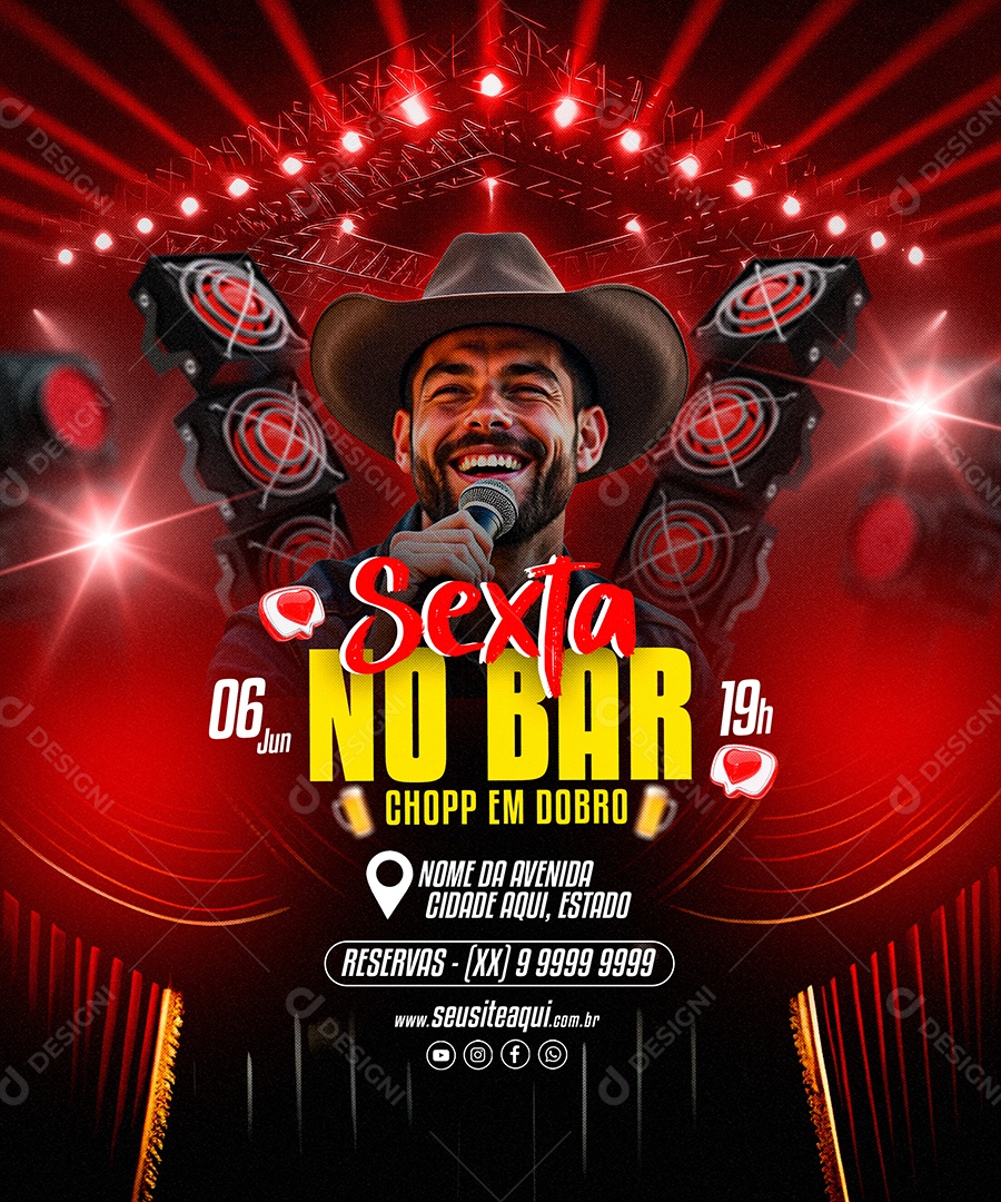 Flyer Sexta No Bar Social Media PSD Editável