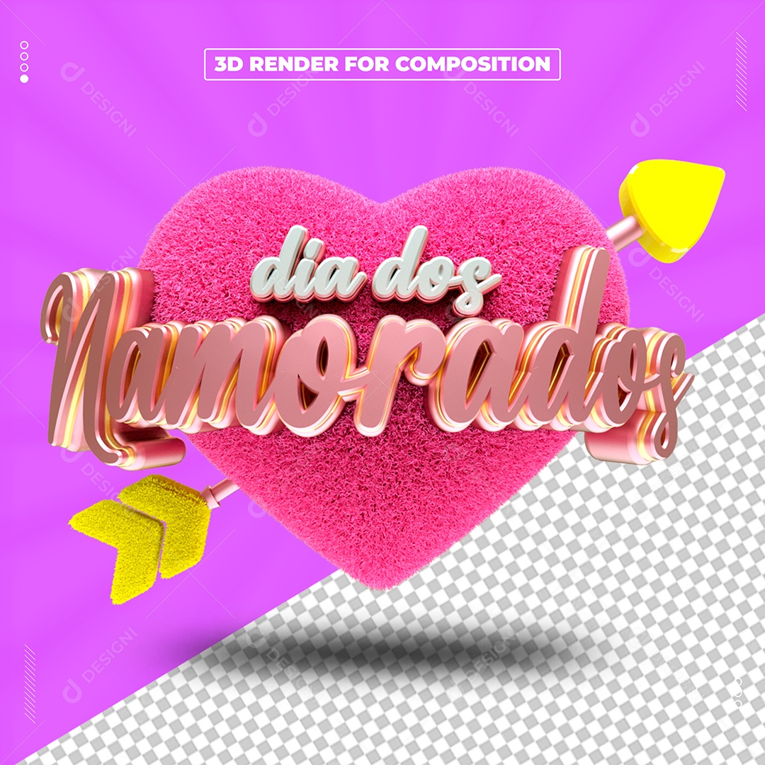 Selo 3D Dia Dos Namorados Para Composição PSD