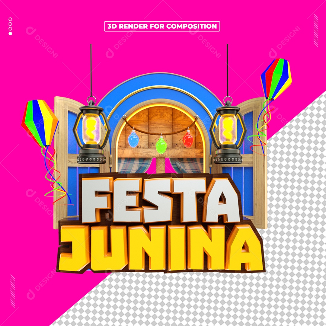 Selo 3D Festa Junina Para Composição PSD