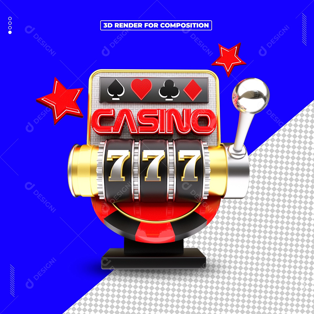 Selo 3D Máquina de Cassino Para Composição PSD