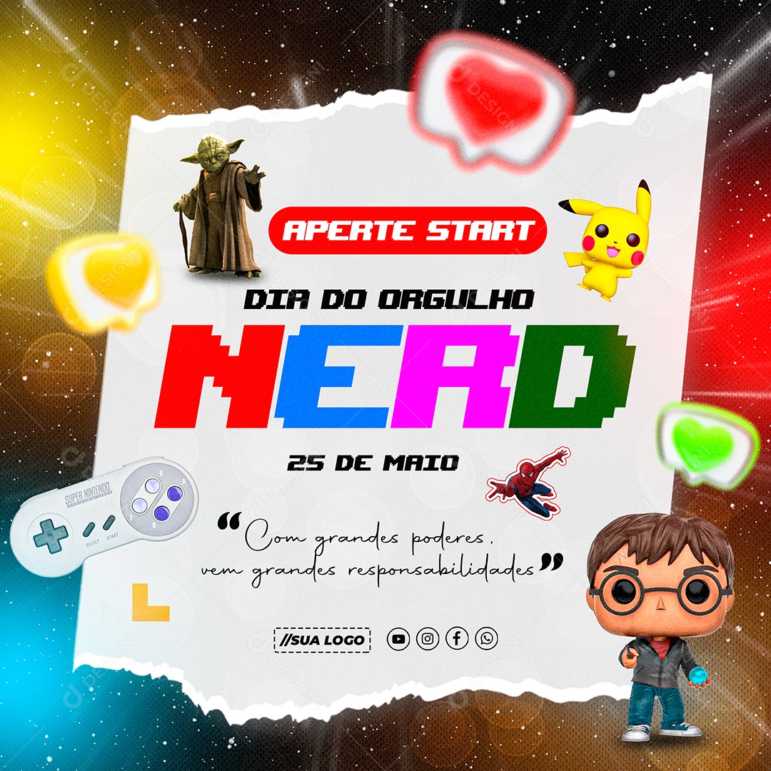 Dia do Orgulho Nerd 25 de Maio Social Media PSD Editável