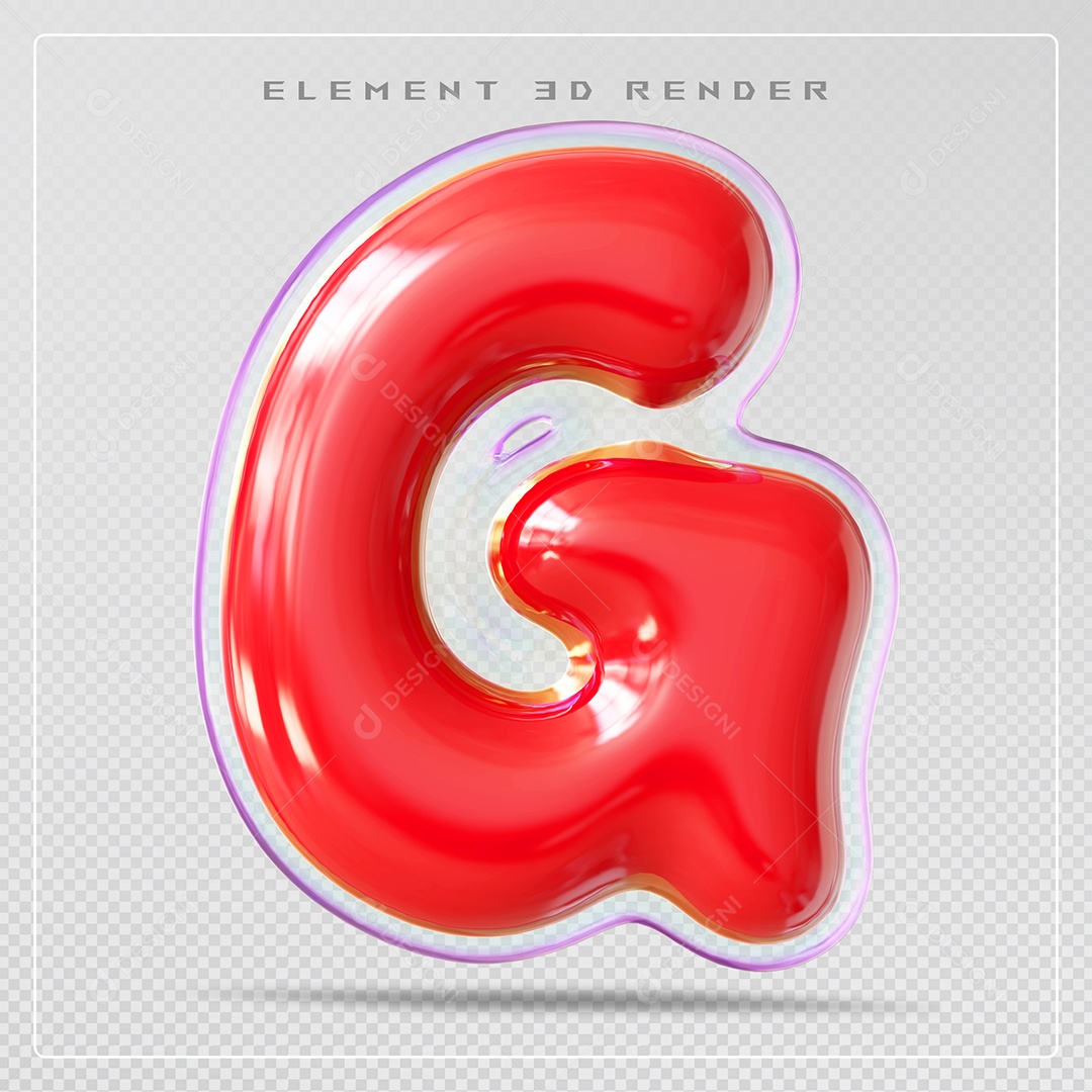 Elemento 3D Letra G Vermelho Para Composição PSD