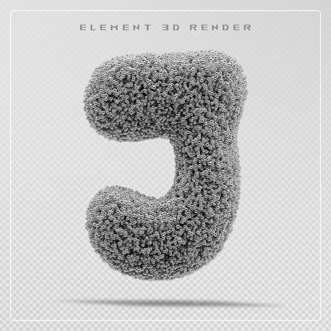 Elemento 3D Letra J Cinza Para Composição PSD