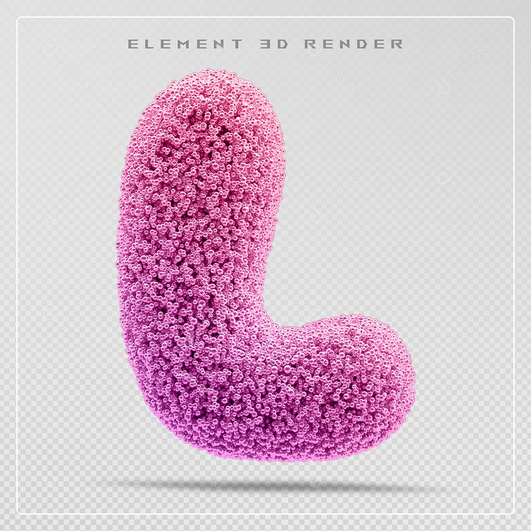 Elemento 3D Letra L Rosa Para Composição PSD