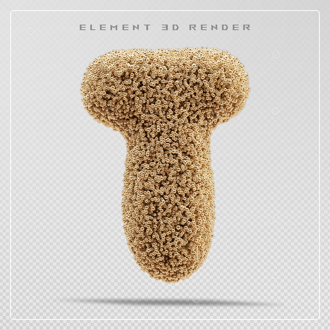 Elemento 3D Letra T Marrom Para Composição PSD
