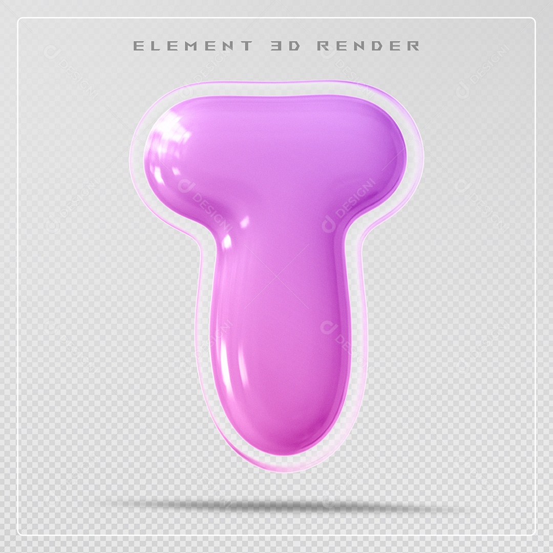 Elemento 3D Letra T Rosa Para Composição PSD