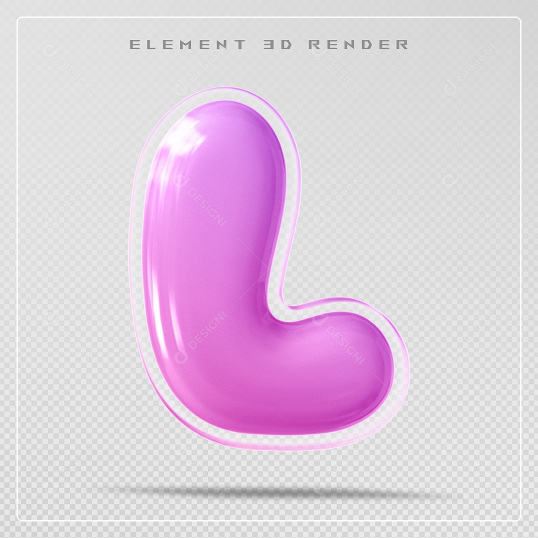 Elemento 3D Letra L Rosa Para Composição PSD