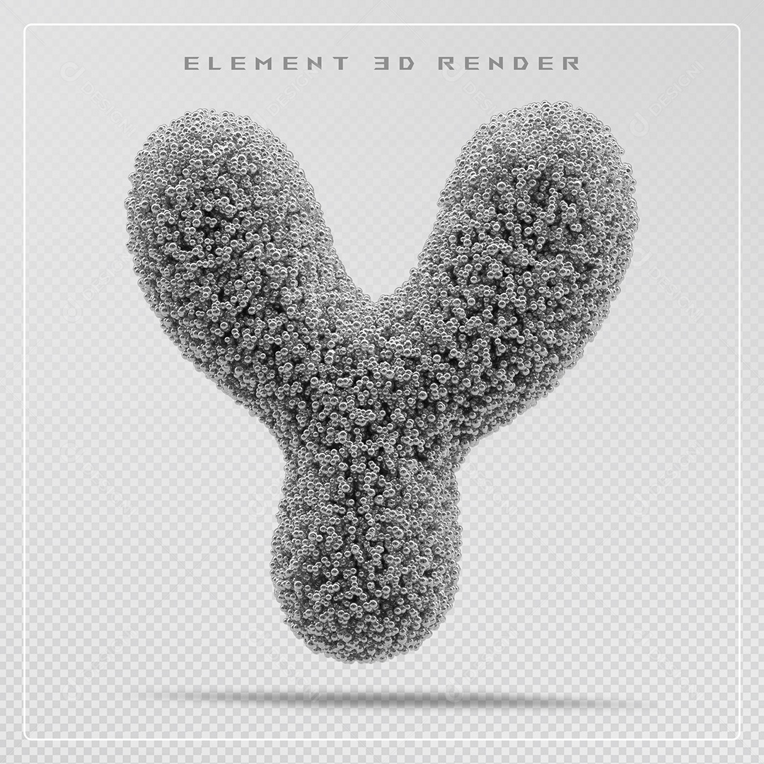 Elemento 3D Letra Y Cinza Para Composição PSD