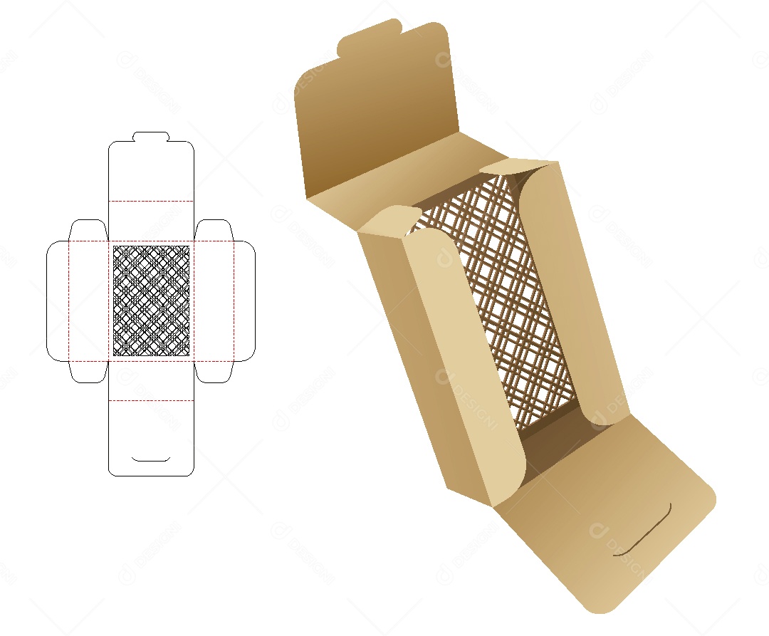 Modelo de Embalagem de Papelão Cesto Vetor EPS