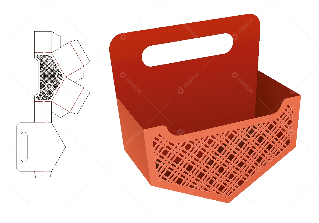 Modelo de Embalagem de Papelão Cesto Vetor EPS