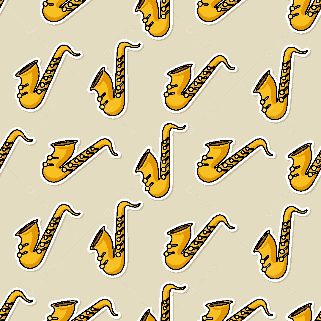 Padrão de Saxofone Ilustração Vetor EPS