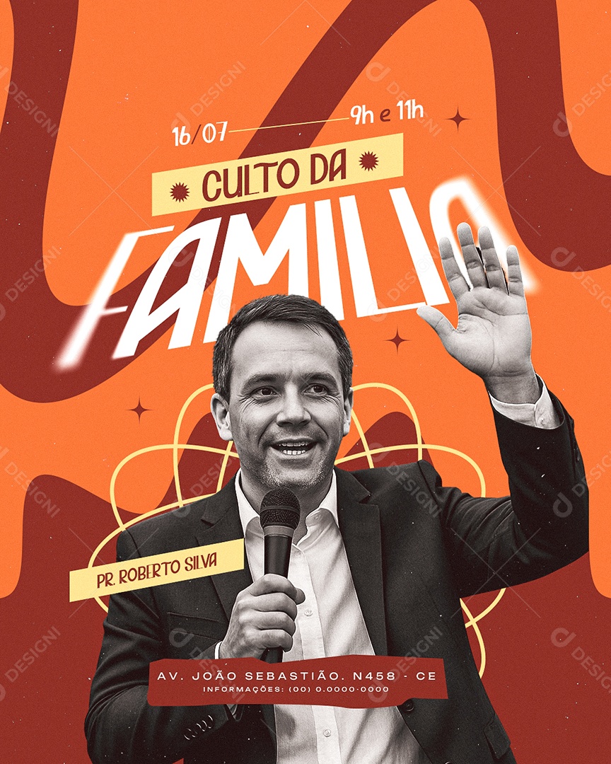 Flyer Gospel Culto Da Família Social Media PSD Editável