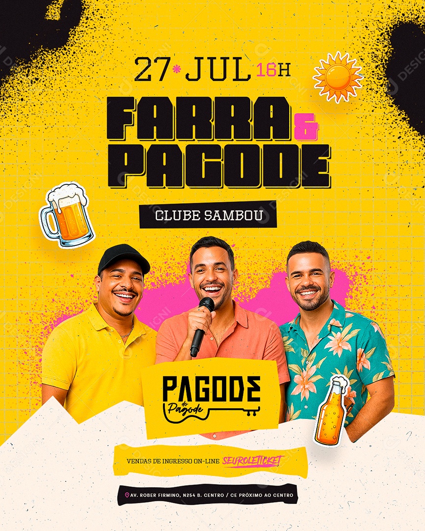 Flyer Farra e Pagode Clube Sambou Social Media PSD Editável