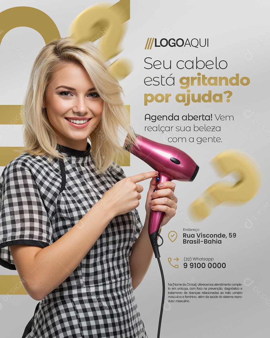 Cabeleireira Seu Cabelo Está Gritando Por Ajuda Social Media PSD Editável