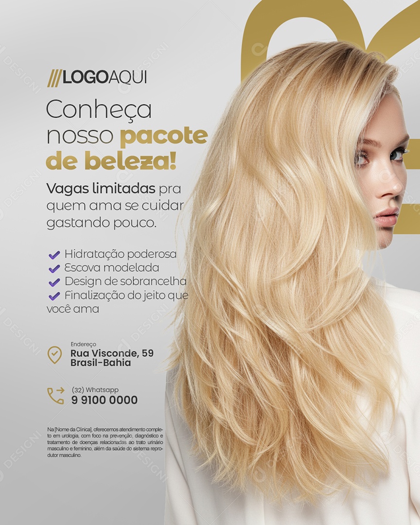 Cabeleireira Conheça Nosso Pacote de Beleza Social Media PSD Editável