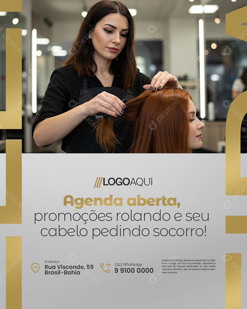 Cabeleireira Agenda Aberta Social Media PSD Editável