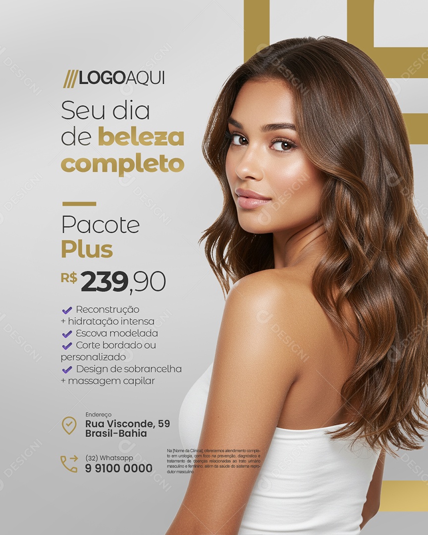 Cabeleireira Seu Dia de Beleza Completo Pacote Plus Social Media PSD Editável