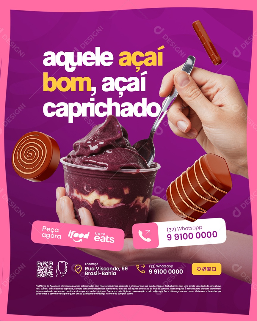 Açaiteria Aquele Açaí Bom Social Media PSD Editável