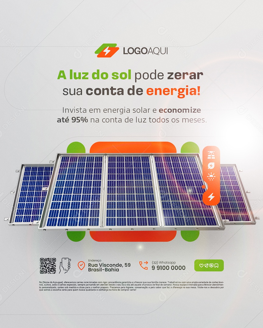 Energia Solar A Luz do Sol Pode Zerar Sua Conta de Energia Social Media PSD Editável